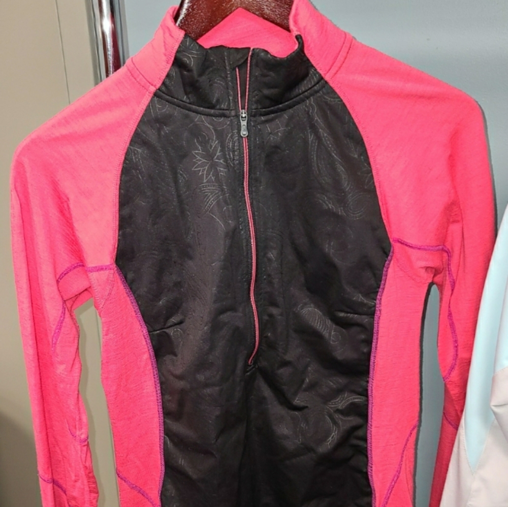 Neon Pink & Black Zip Pullover Smartwool L